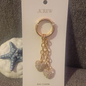J. Crew Gold Double Heart Bag Charm